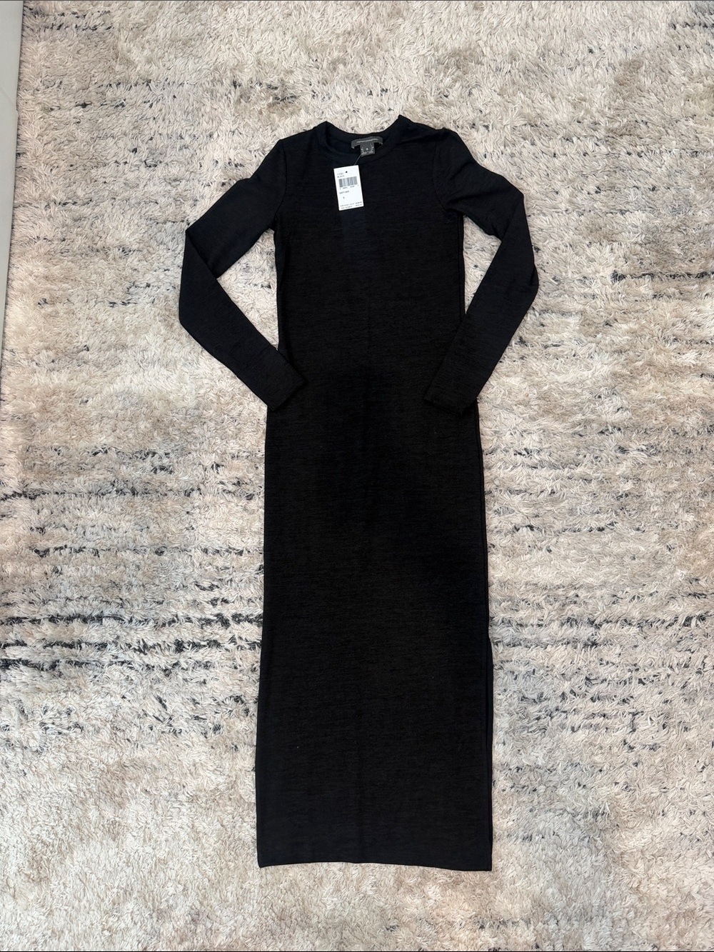 French connection Long Sleeve Black Knit Sweater Maxi Dress